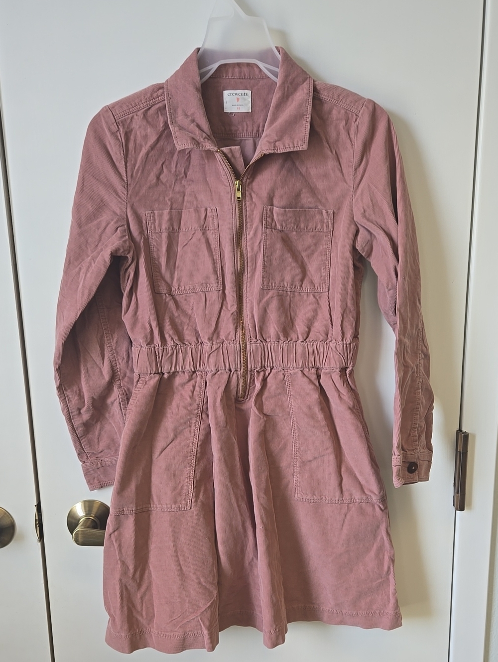 Girls Size 10 Crewcuts Dusty Rose Fall Zipup Dress